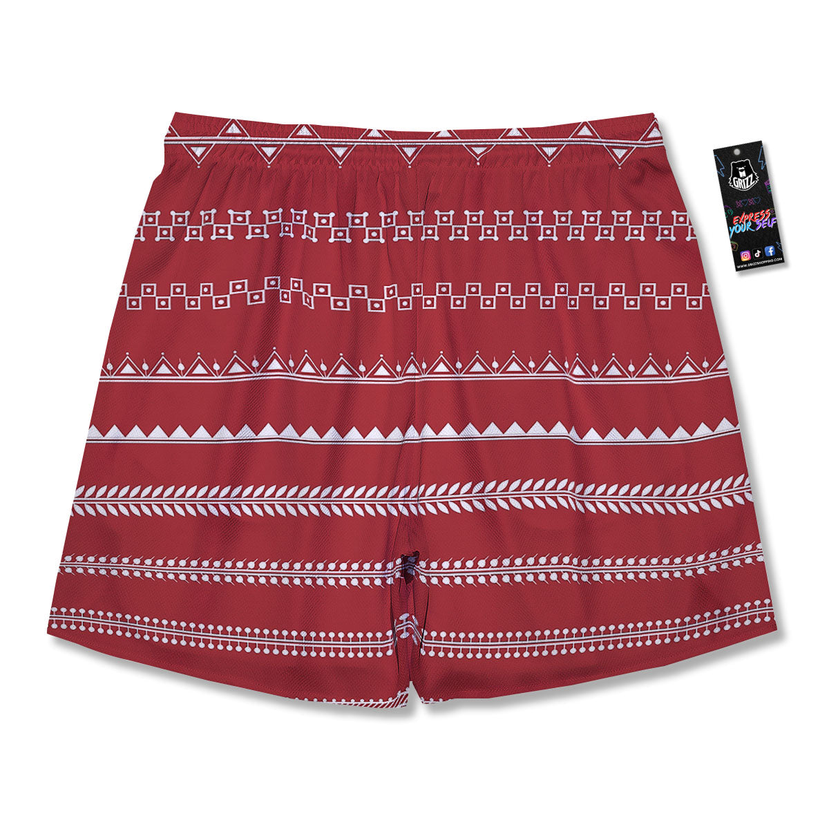 Warli Tribal White And Red Print Men's Running Shorts-grizzshop