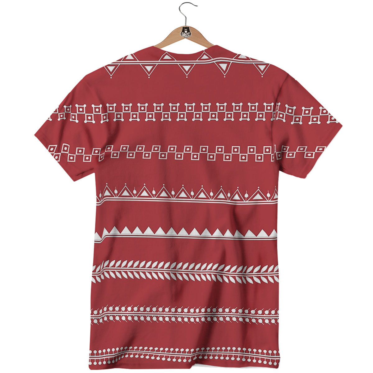 Warli Tribal White And Red Print T-Shirt-grizzshop