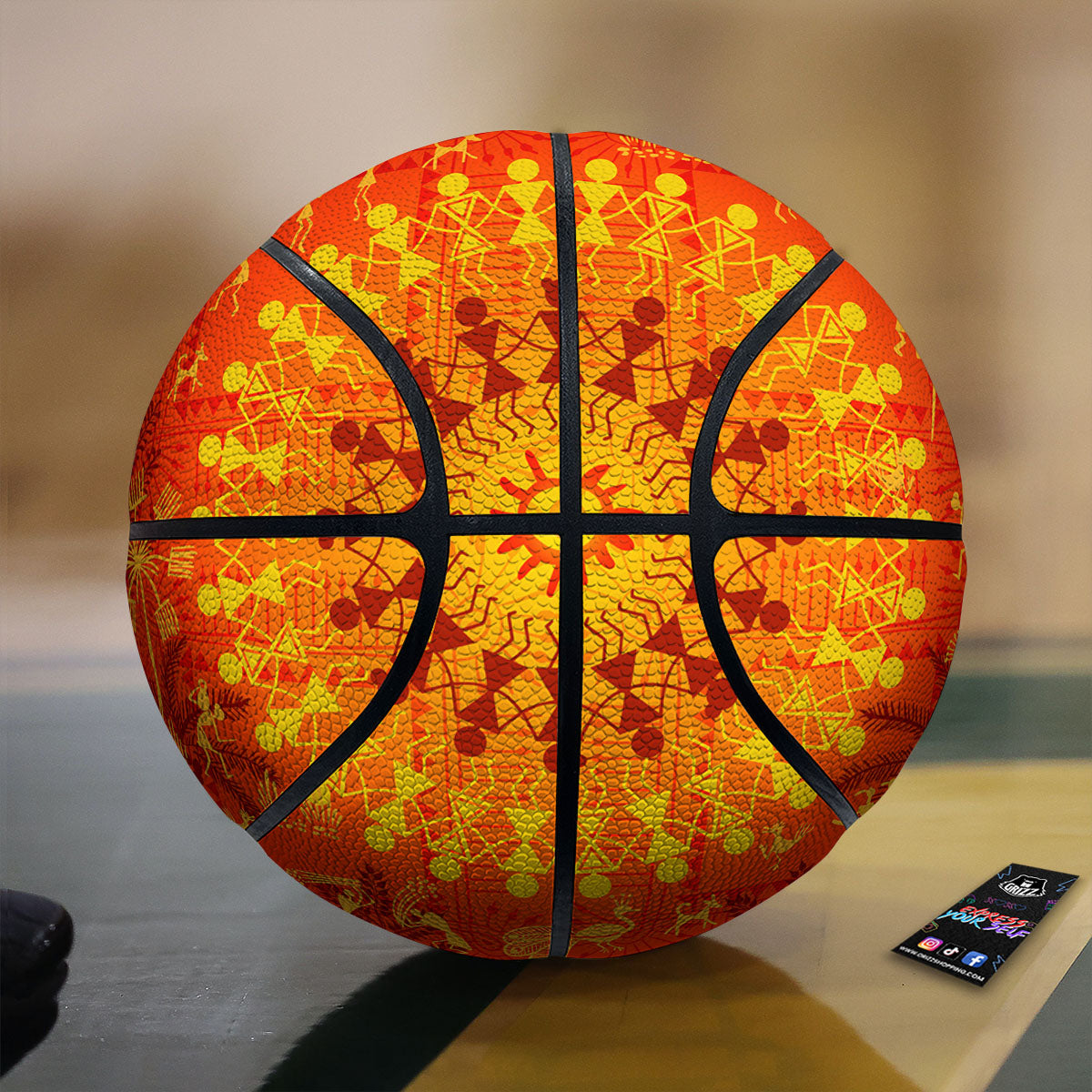 Warli Tribal Ancient Indian Print Basketball