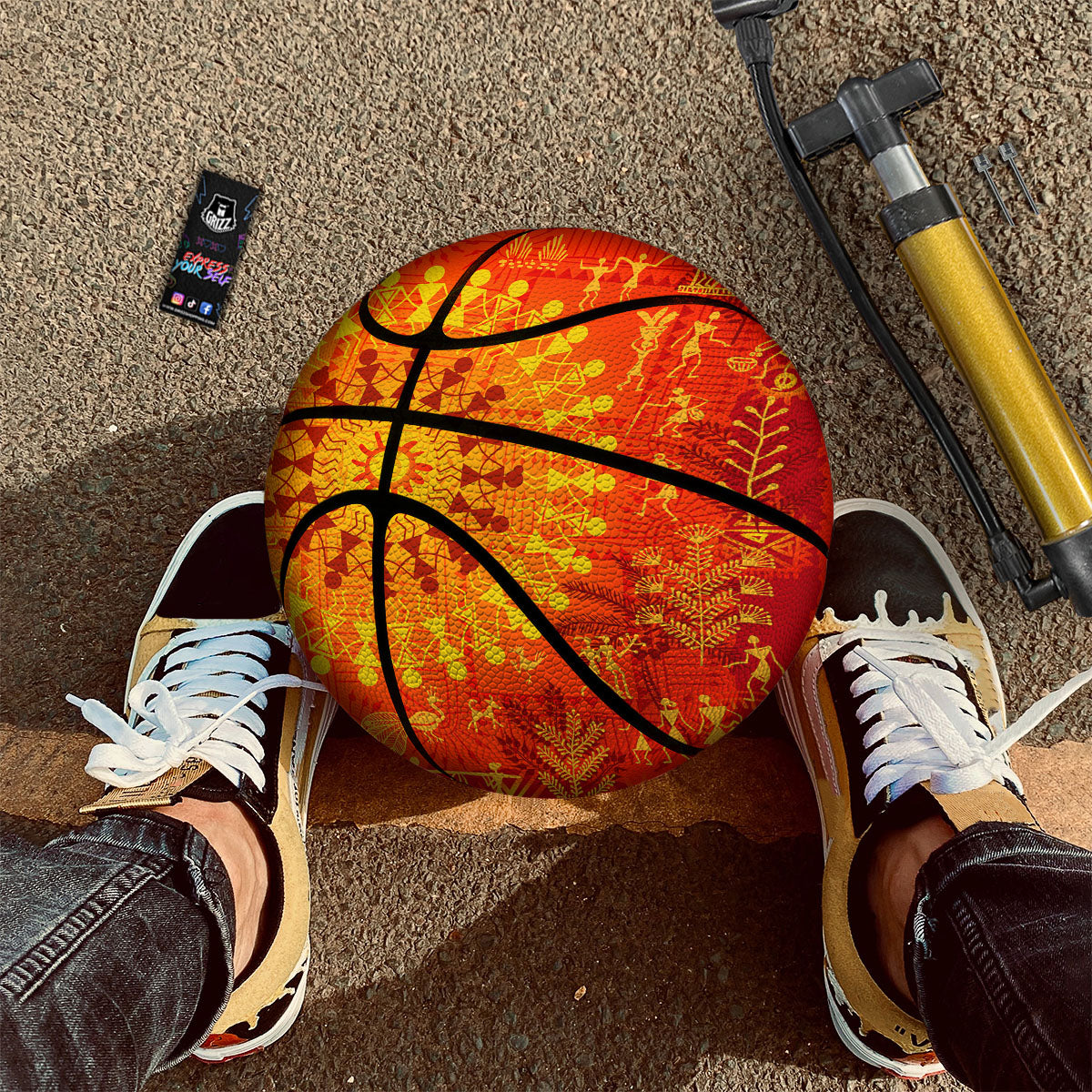 Warli Tribal Ancient Indian Print Basketball
