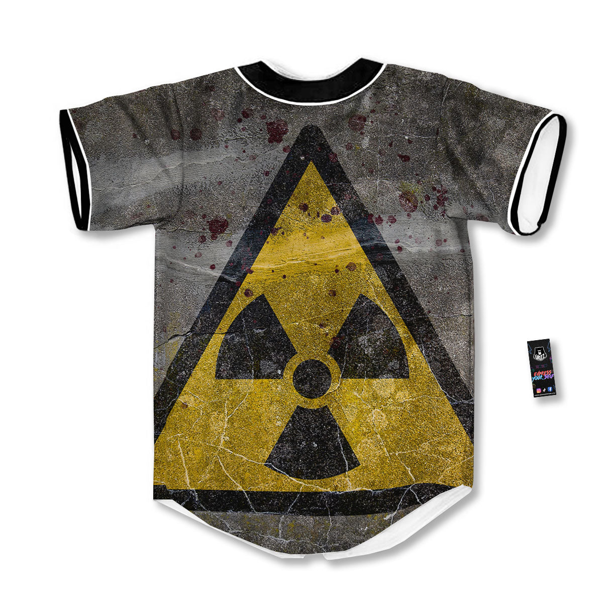 Warning Nuclear Symbol Print Baseball Jersey-grizzshop