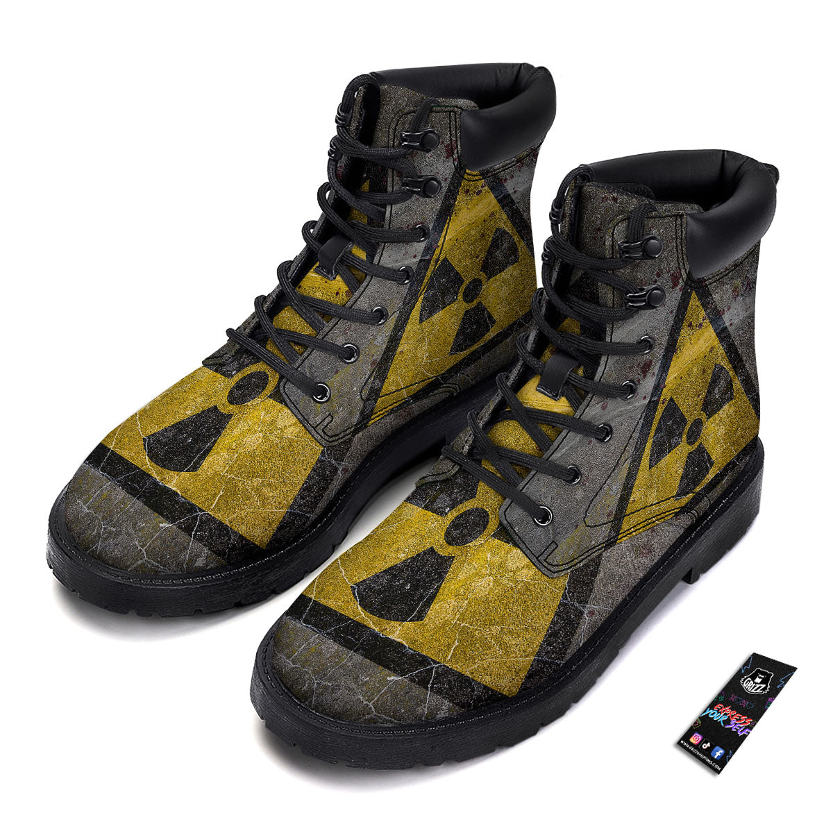 Warning Nuclear Symbol Print Boots-grizzshop
