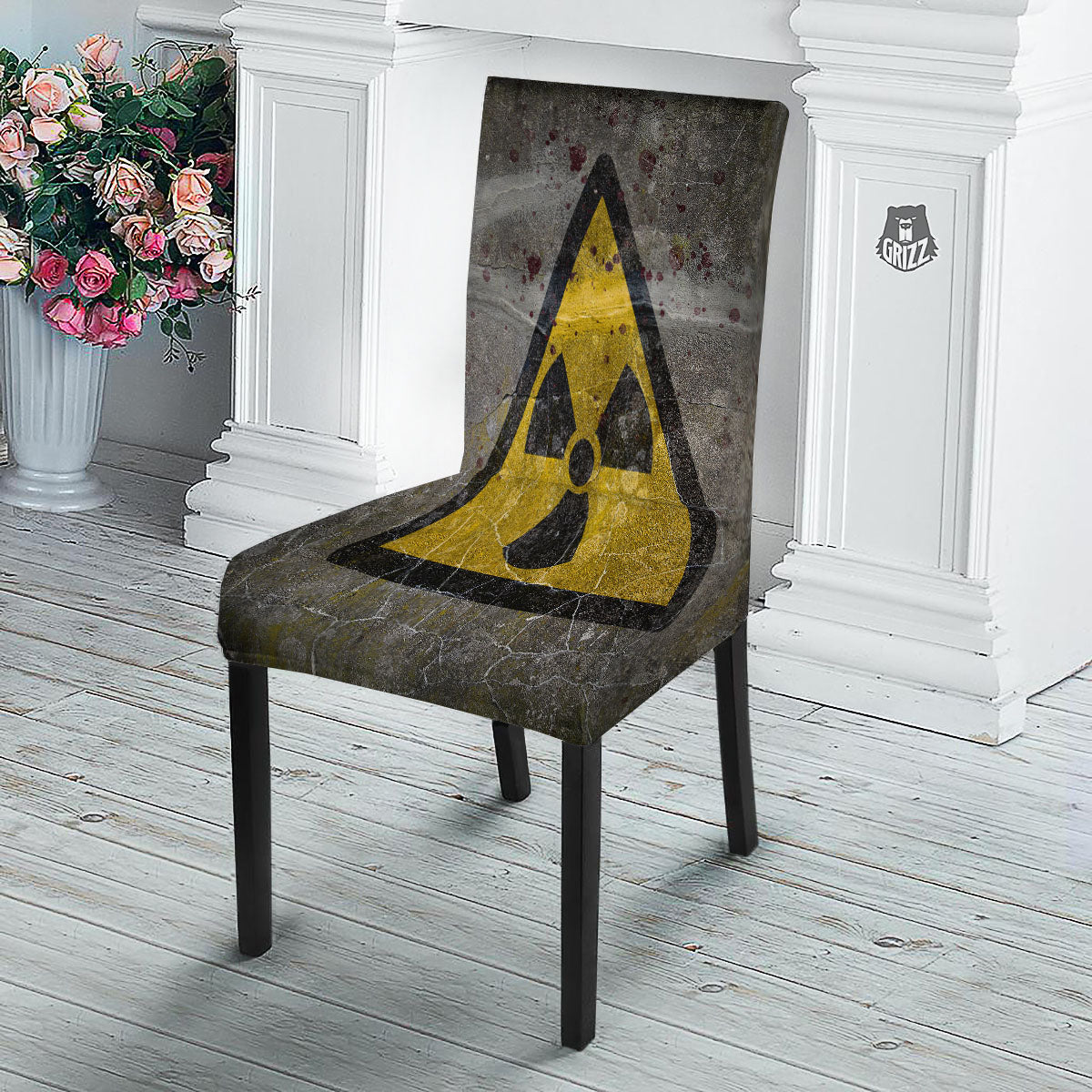 Warning Nuclear Symbol Print Dining Chair Slipcover-grizzshop