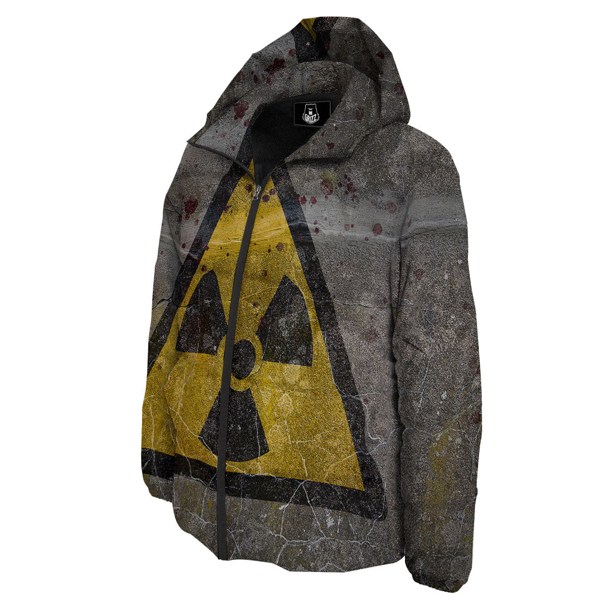 Warning Nuclear Symbol Print Down Jacket-grizzshop