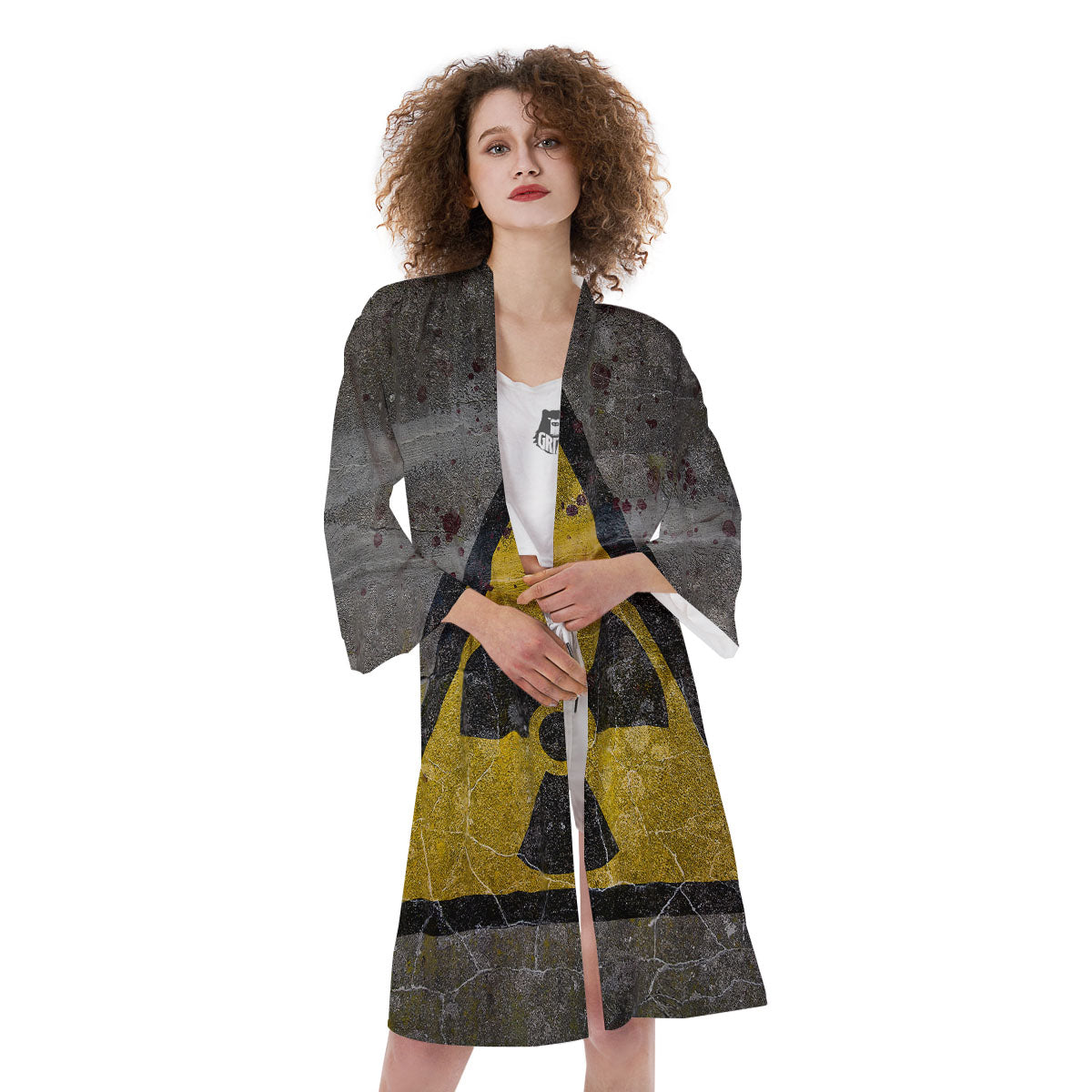 Warning Nuclear Symbol Print Kimono-grizzshop