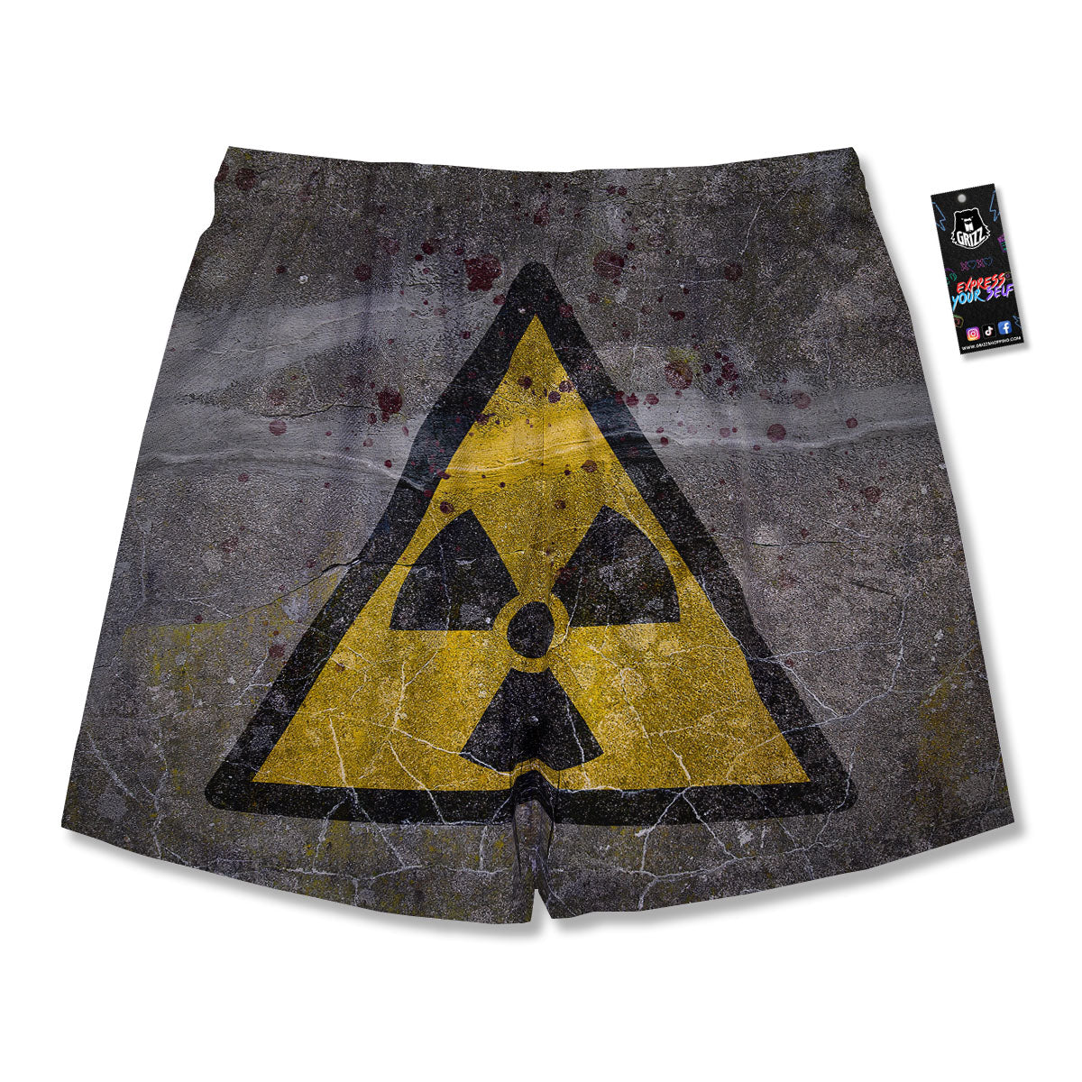Warning Nuclear Symbol Print Men's Running Shorts-grizzshop