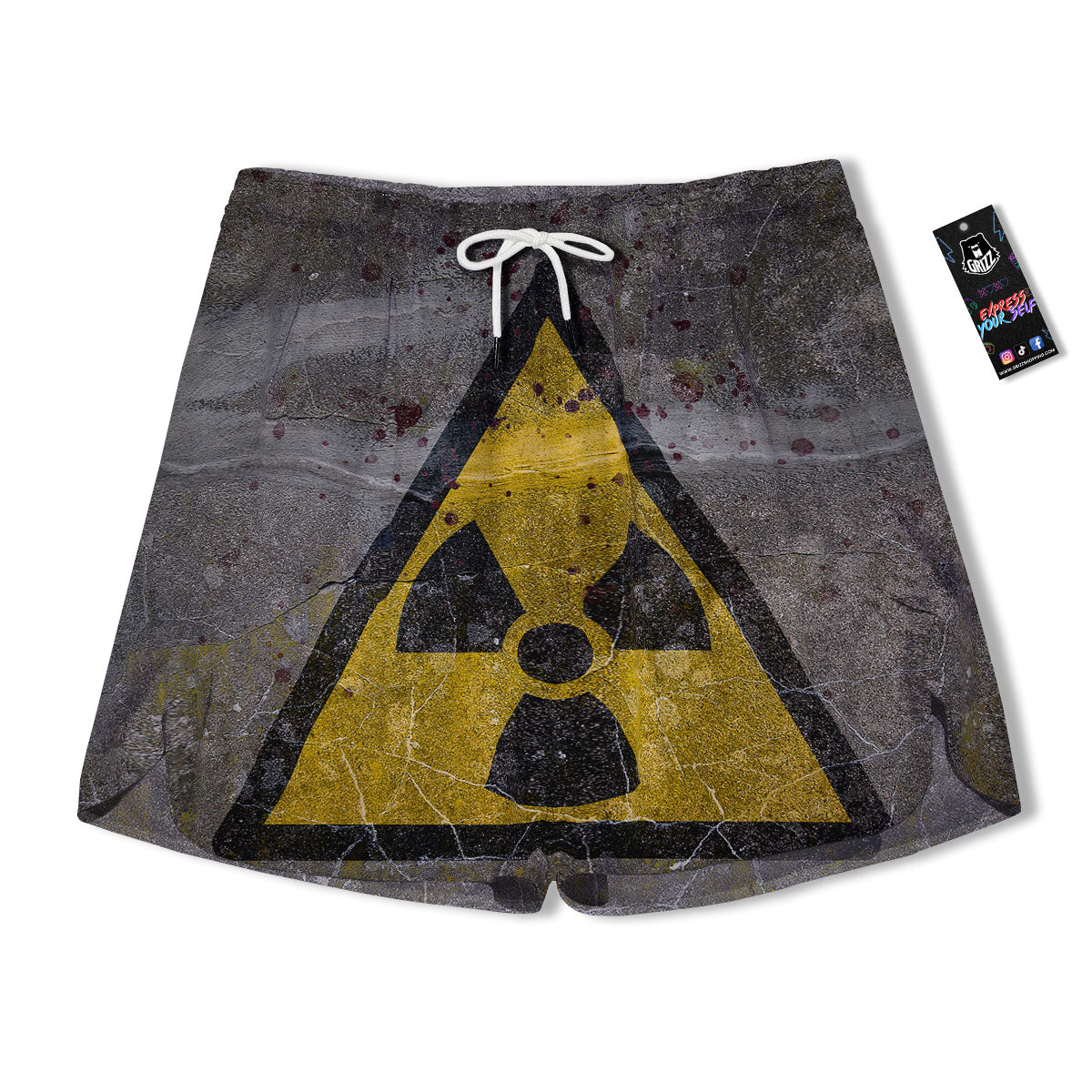 Warning Nuclear Symbol Print Men's Running Shorts-grizzshop