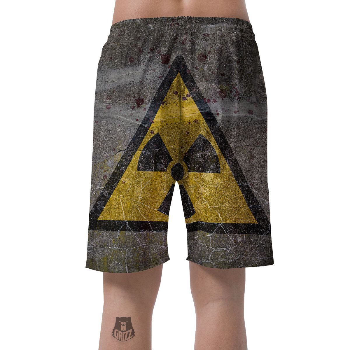 Warning Nuclear Symbol Print Men's Shorts-grizzshop