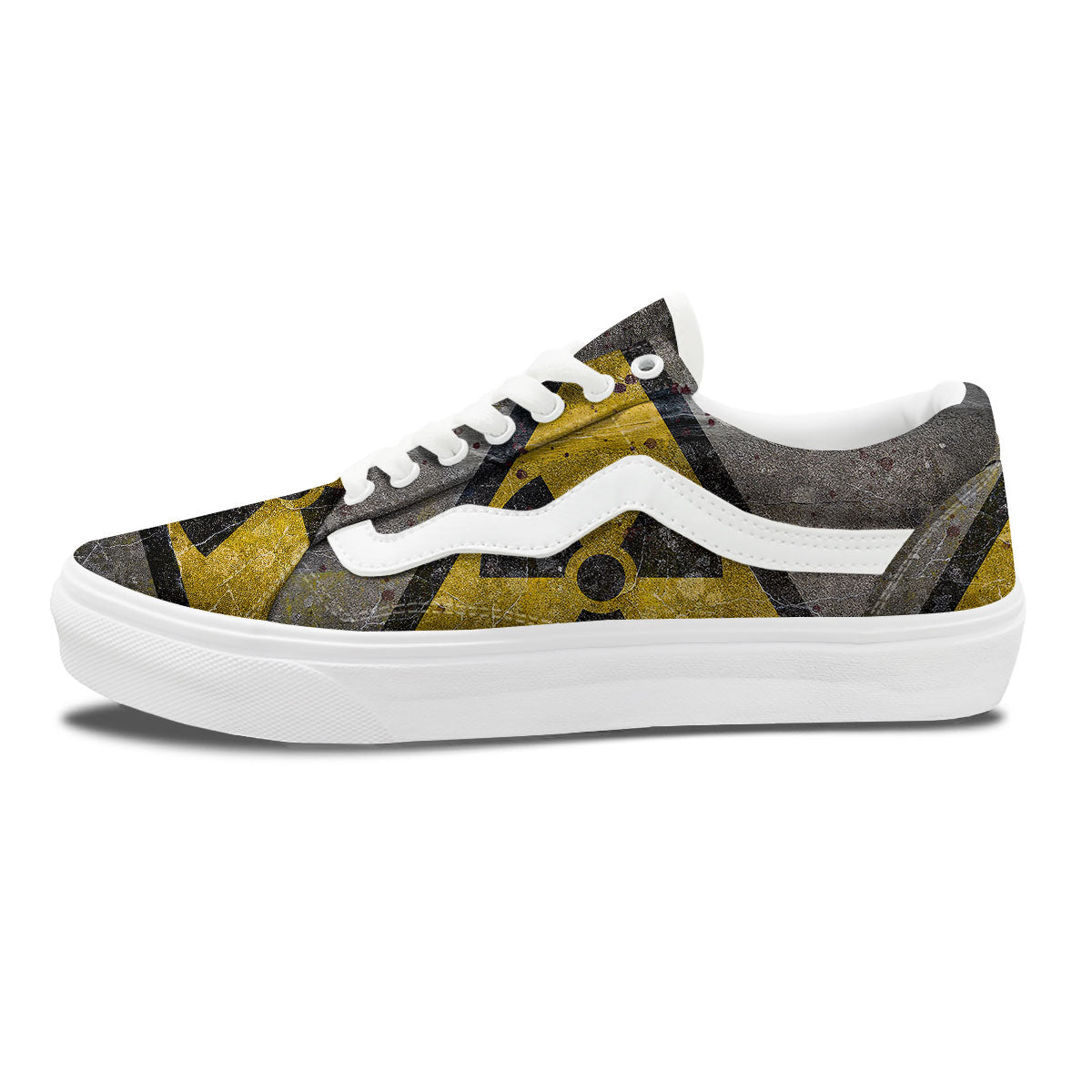 Warning Nuclear Symbol Print Skate Shoes-grizzshop