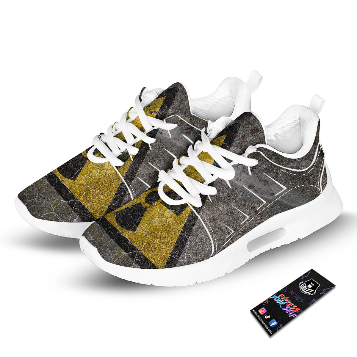 Warning Nuclear Symbol Print Tennis Shoes-grizzshop