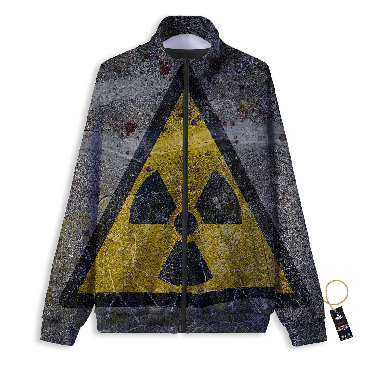 Warning Nuclear Symbol Print Track Jacket-grizzshop