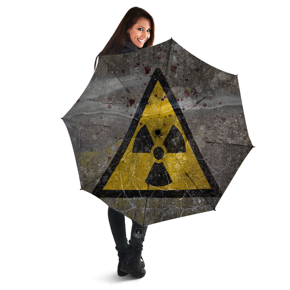 Warning Nuclear Symbol Print Umbrella-grizzshop