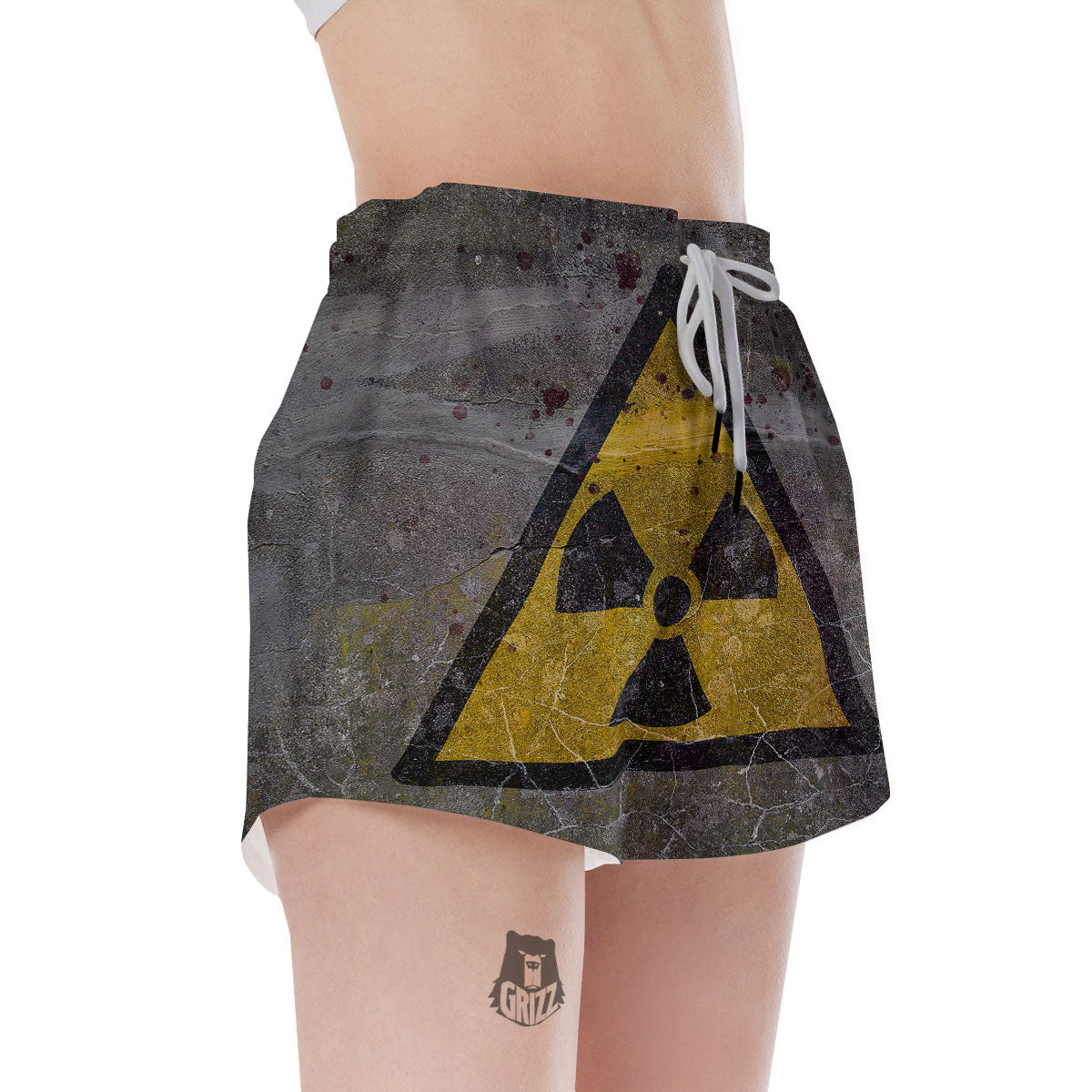 Warning Nuclear Symbol Print Women's Shorts-grizzshop