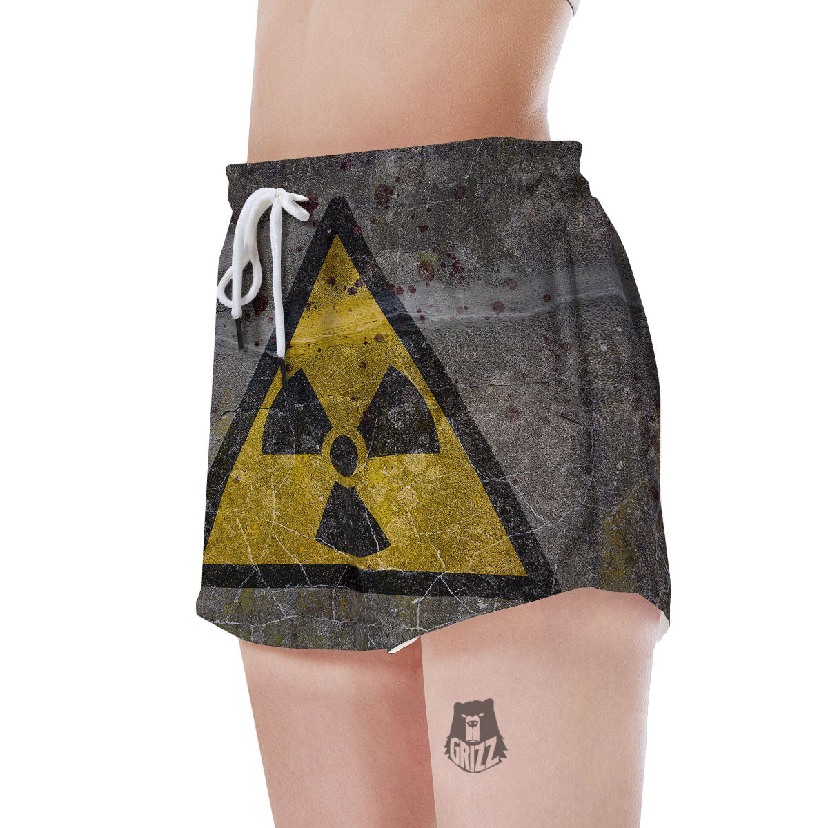 Warning Nuclear Symbol Print Women's Shorts-grizzshop