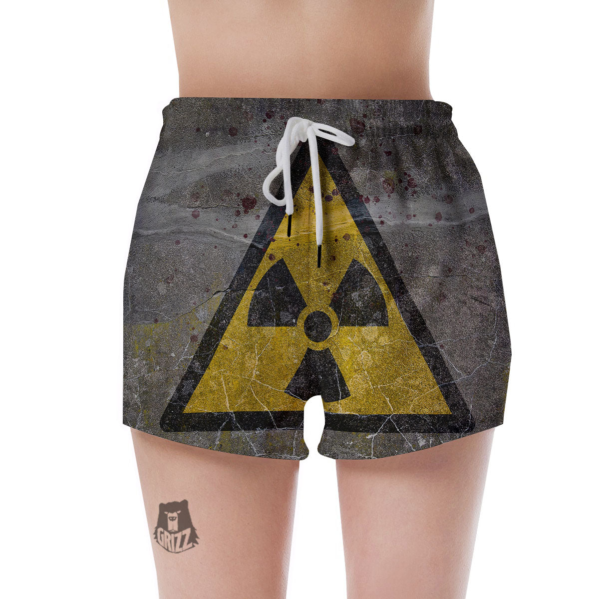 Warning Nuclear Symbol Print Women's Shorts-grizzshop