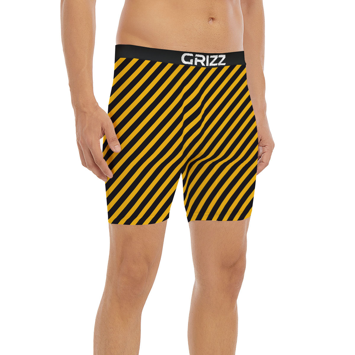 Warning Striped Yellow And Black Print Boxer Briefs-grizzshop