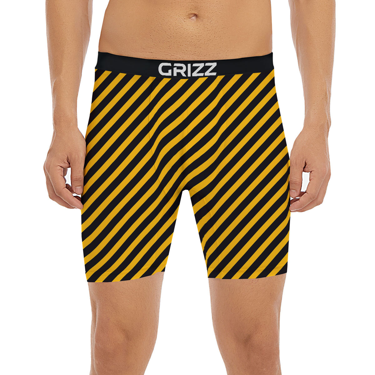 Warning Striped Yellow And Black Print Boxer Briefs-grizzshop