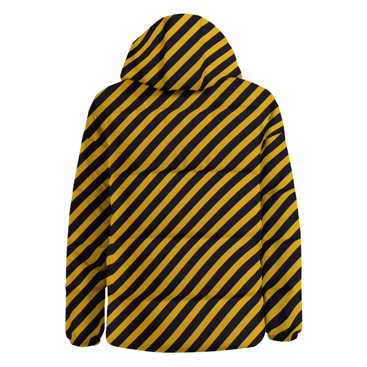 Warning Striped Yellow And Black Print Down Jacket-grizzshop