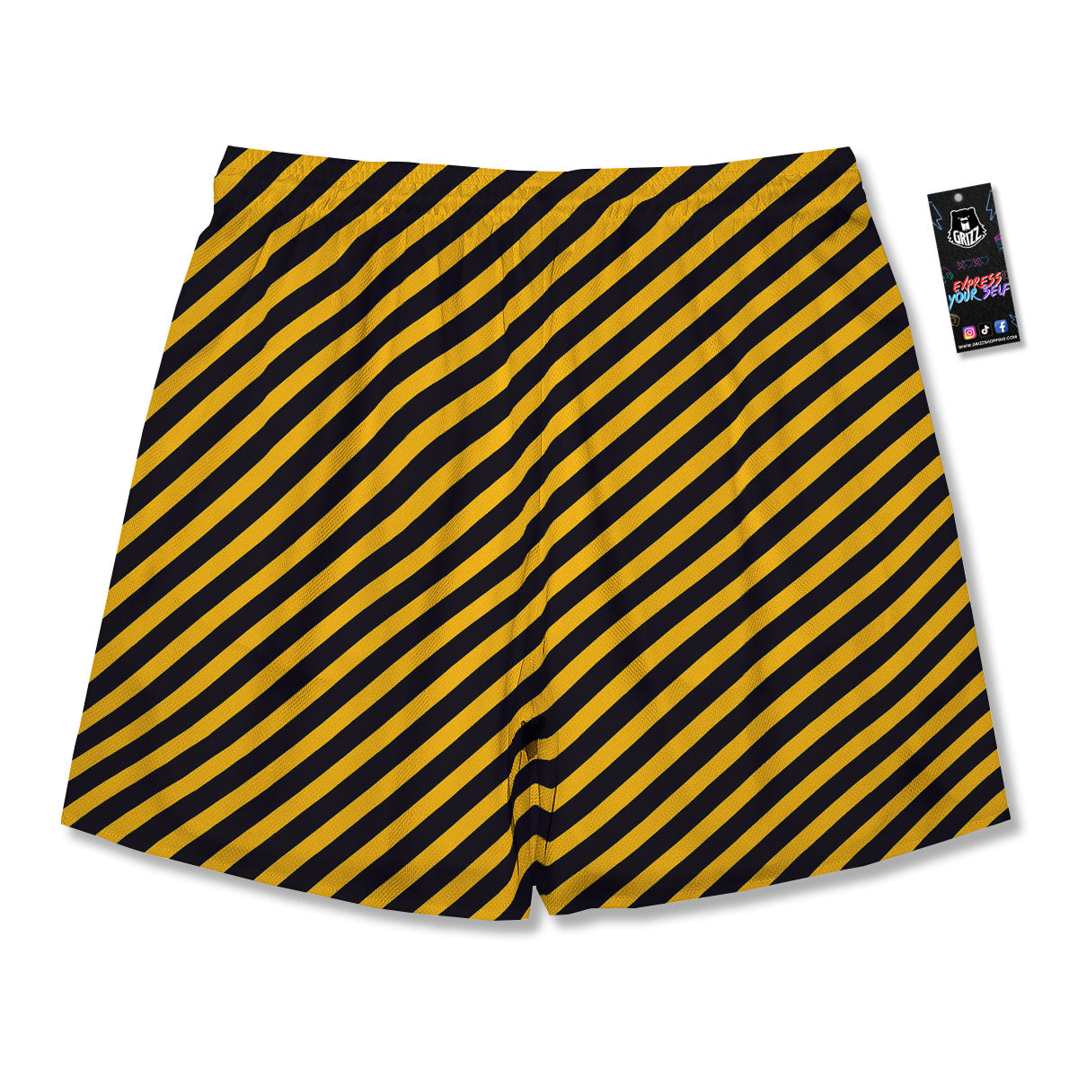 Warning Striped Yellow And Black Print Men's Running Shorts-grizzshop