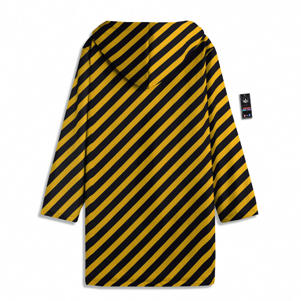 Warning Striped Yellow And Black Print Men's Windbreaker Jacket-grizzshop
