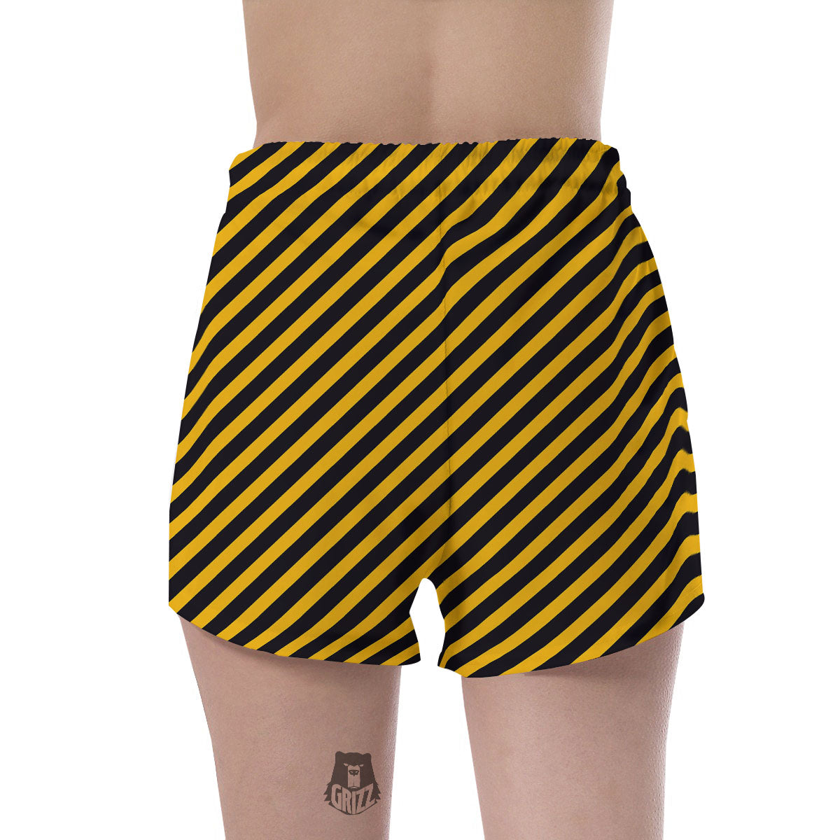 Warning Striped Yellow And Black Print Women's Shorts-grizzshop