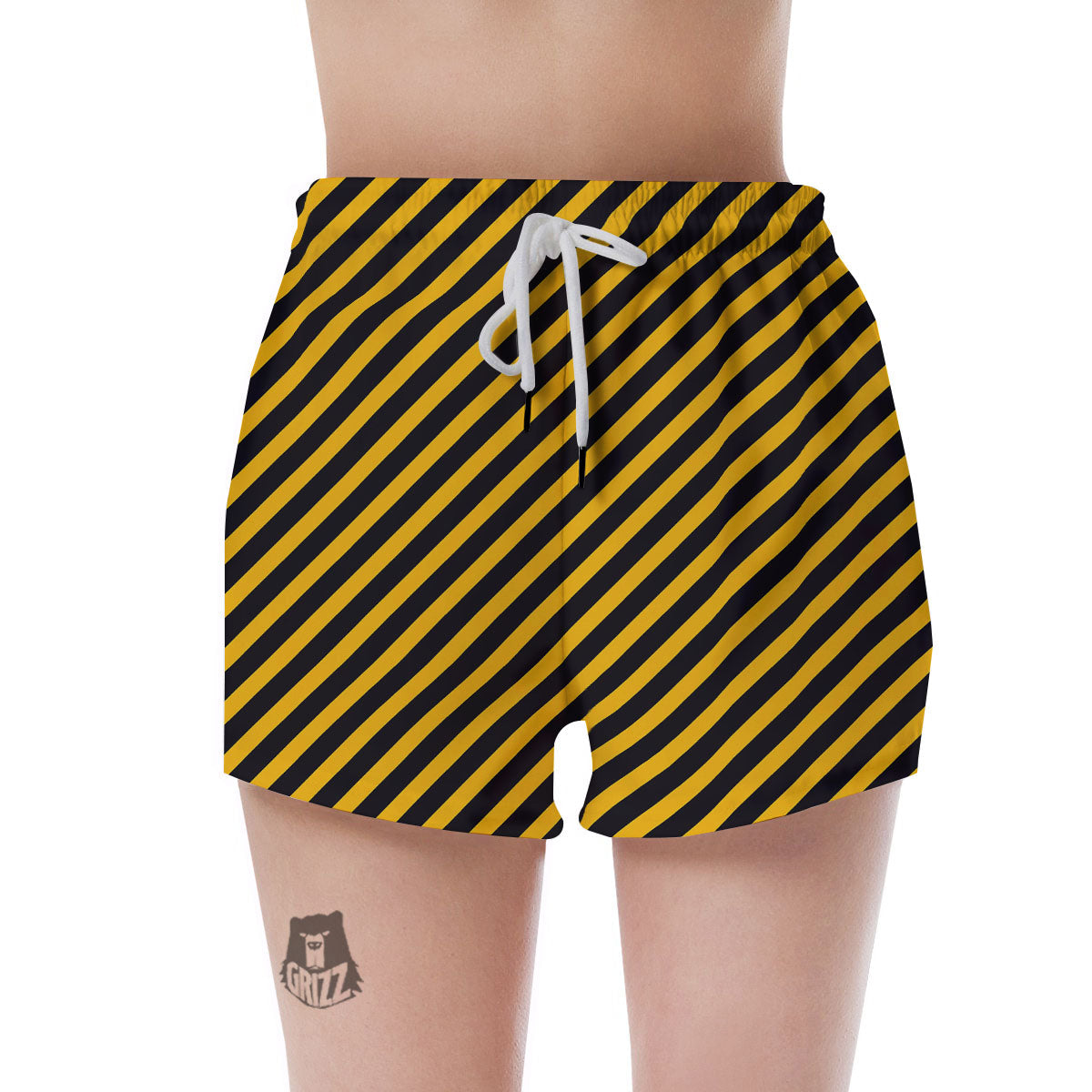 Warning Striped Yellow And Black Print Women's Shorts-grizzshop