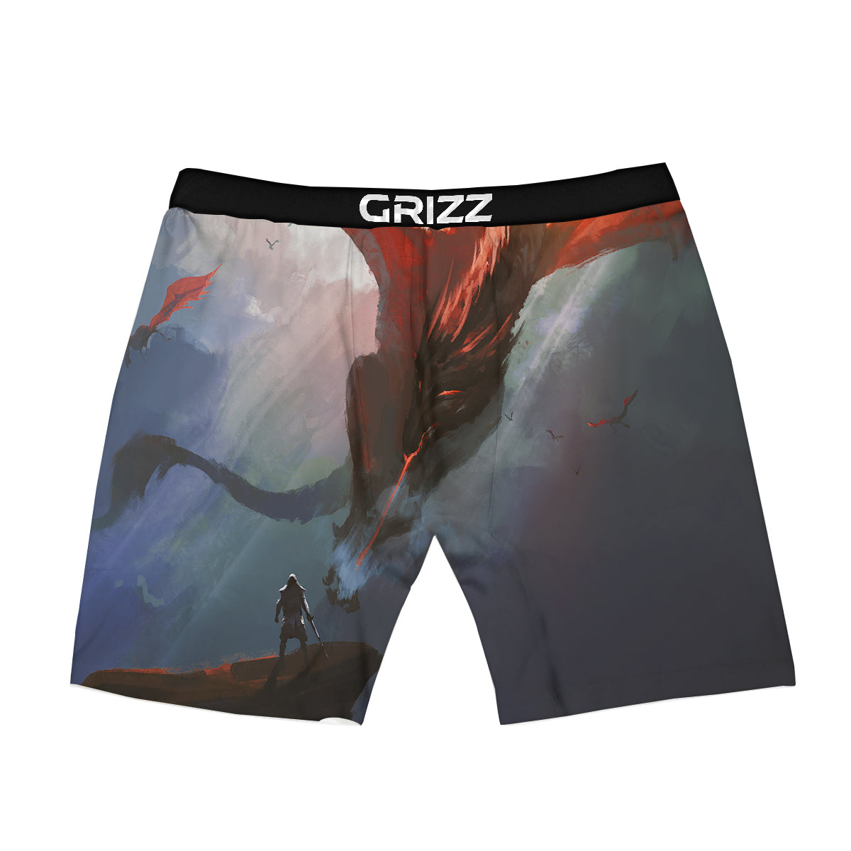 Warrior And Red Dragon Print Boxer Briefs-grizzshop