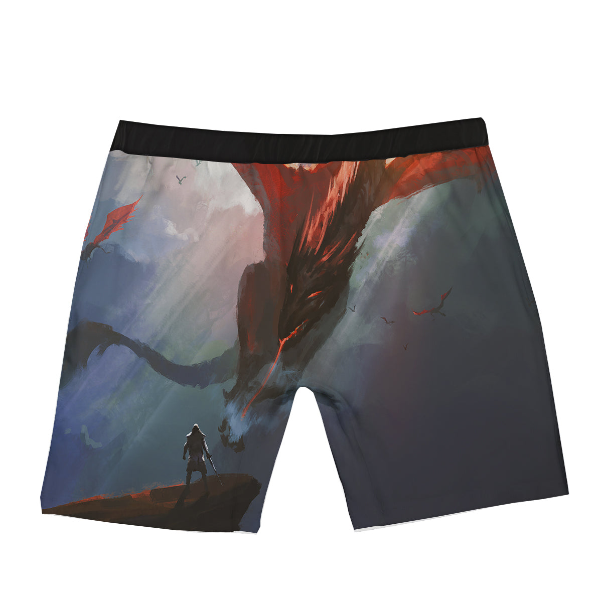 Warrior And Red Dragon Print Boxer Briefs-grizzshop
