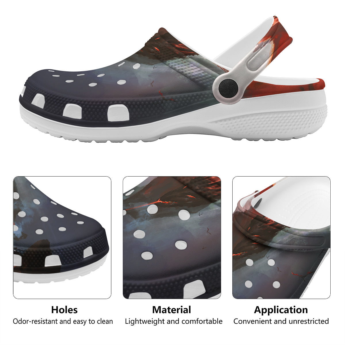 Warrior And Red Dragon Print Clog-grizzshop