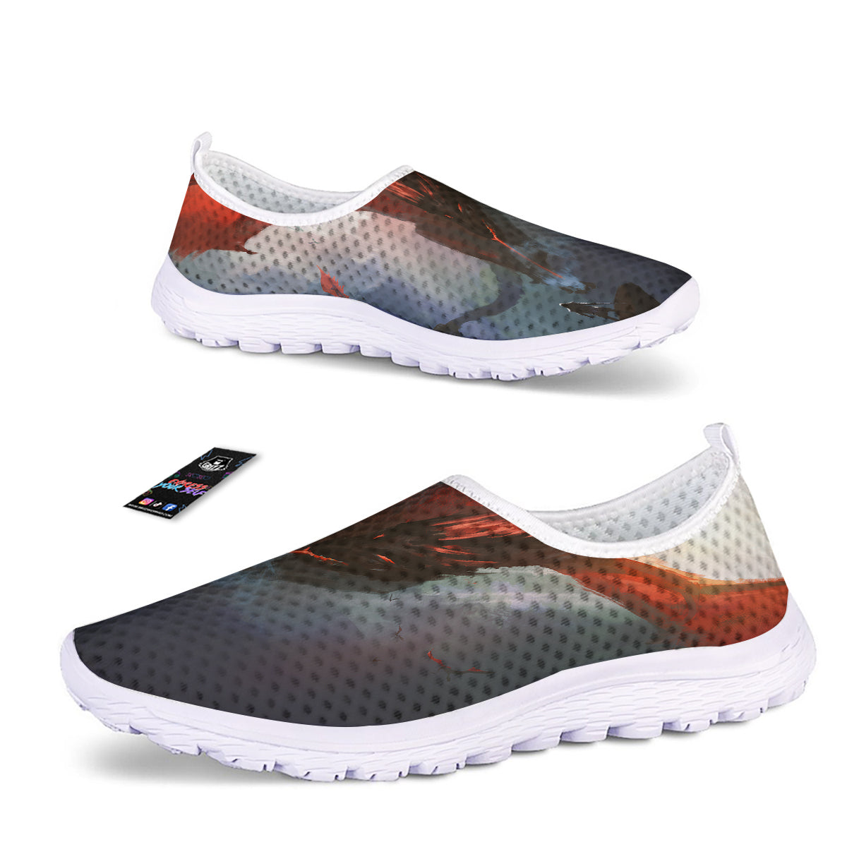Warrior And Red Dragon Print Nurse Shoes-grizzshop
