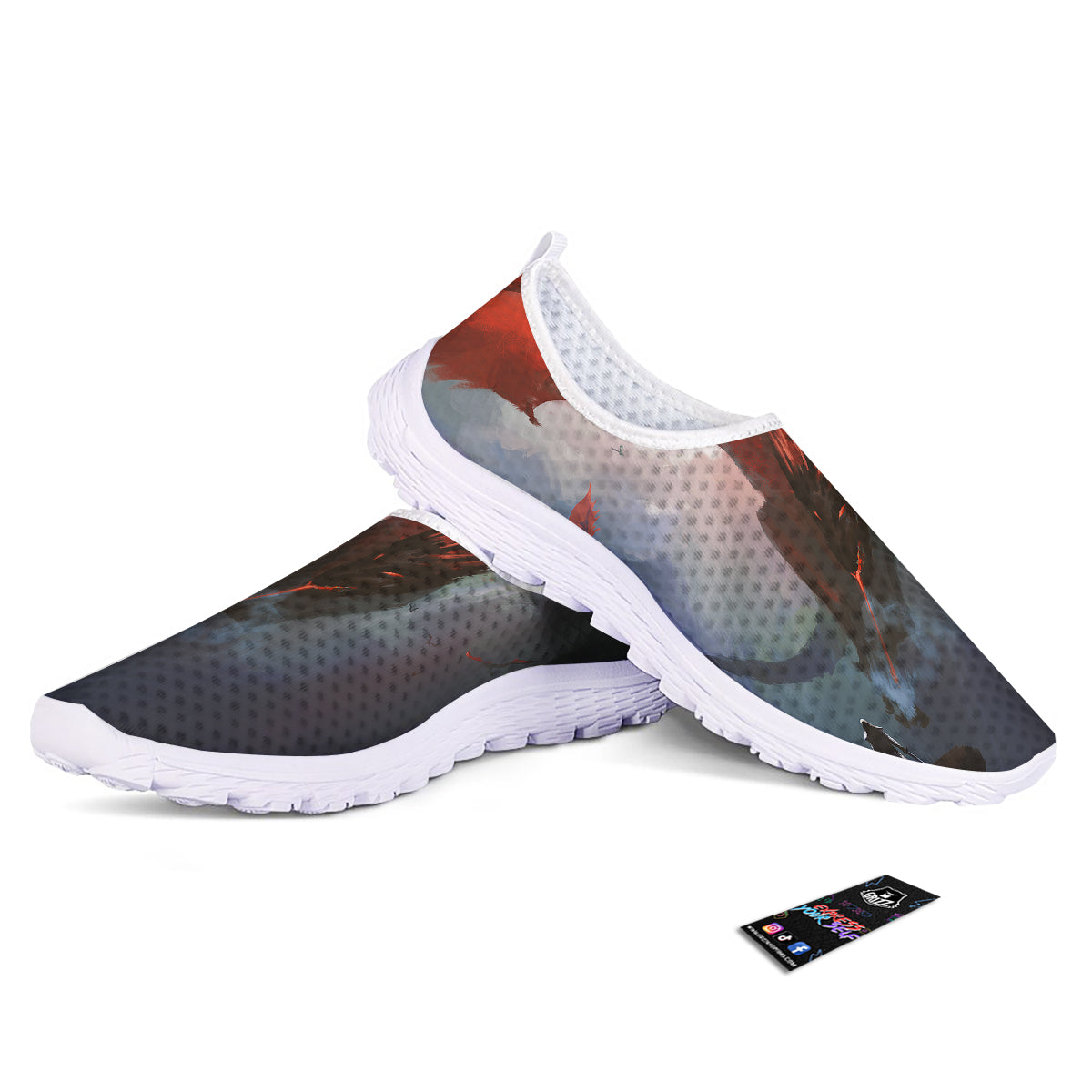 Warrior And Red Dragon Print Nurse Shoes-grizzshop