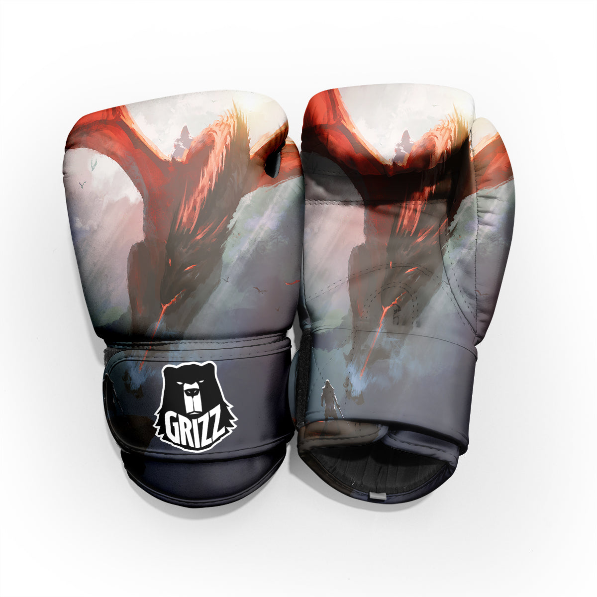Warrior And Red Dragon Print Pro Boxing Glove