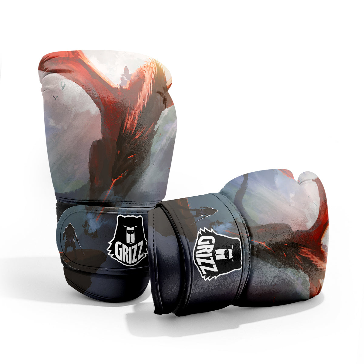 Warrior And Red Dragon Print Pro Boxing Glove