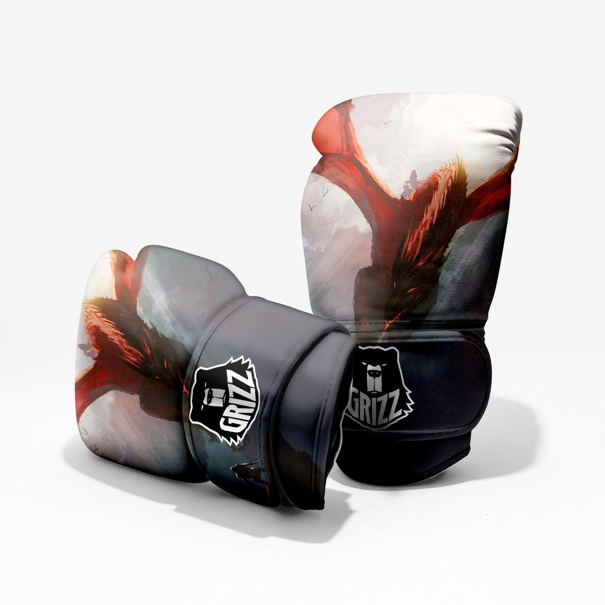 Warrior And Red Dragon Print Pro Boxing Glove