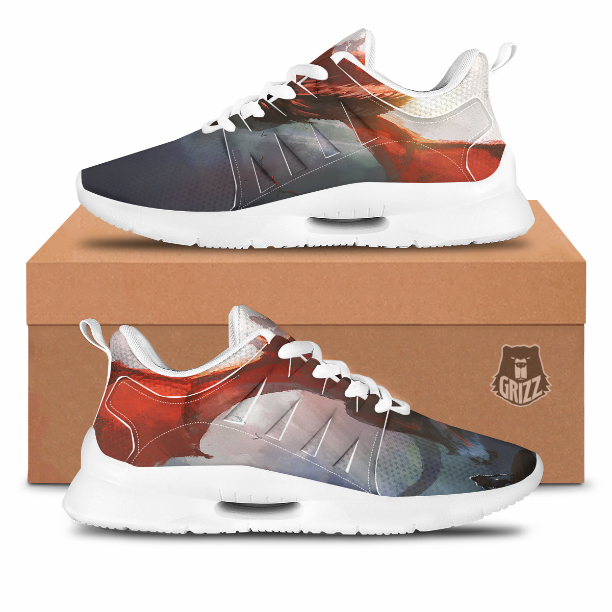 Warrior And Red Dragon Print Tennis Shoes-grizzshop