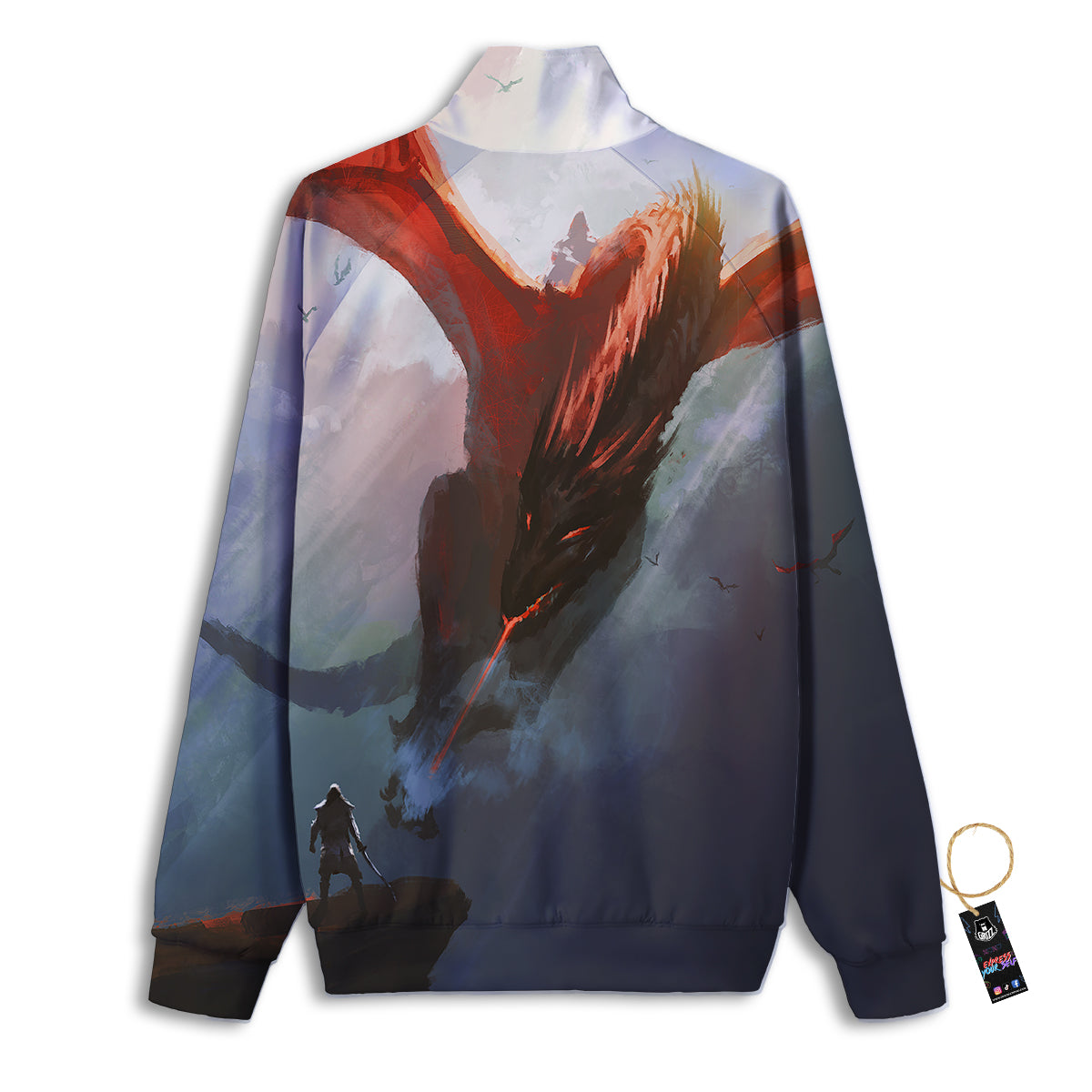 Warrior And Red Dragon Print Track Jacket-grizzshop
