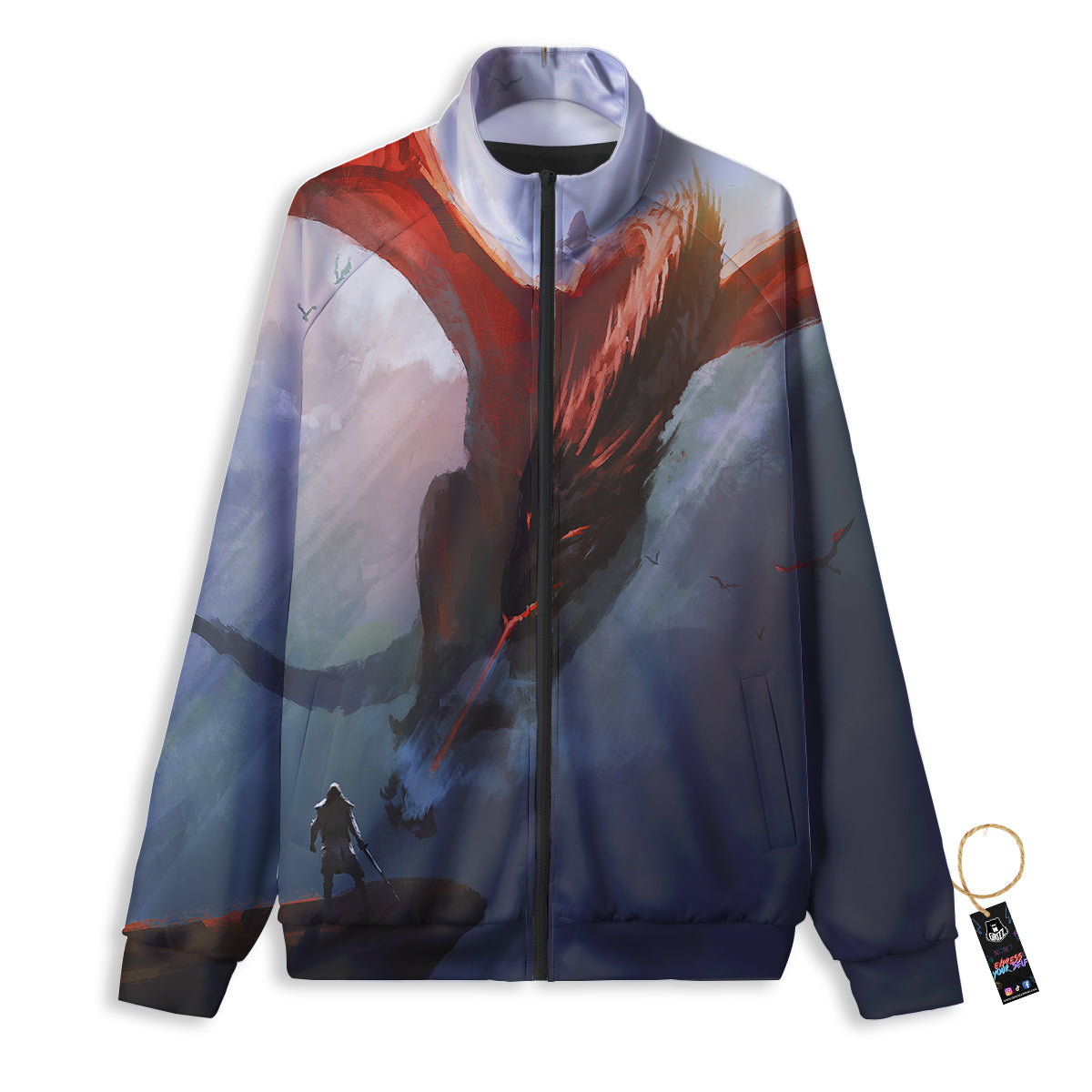 Warrior And Red Dragon Print Track Jacket-grizzshop
