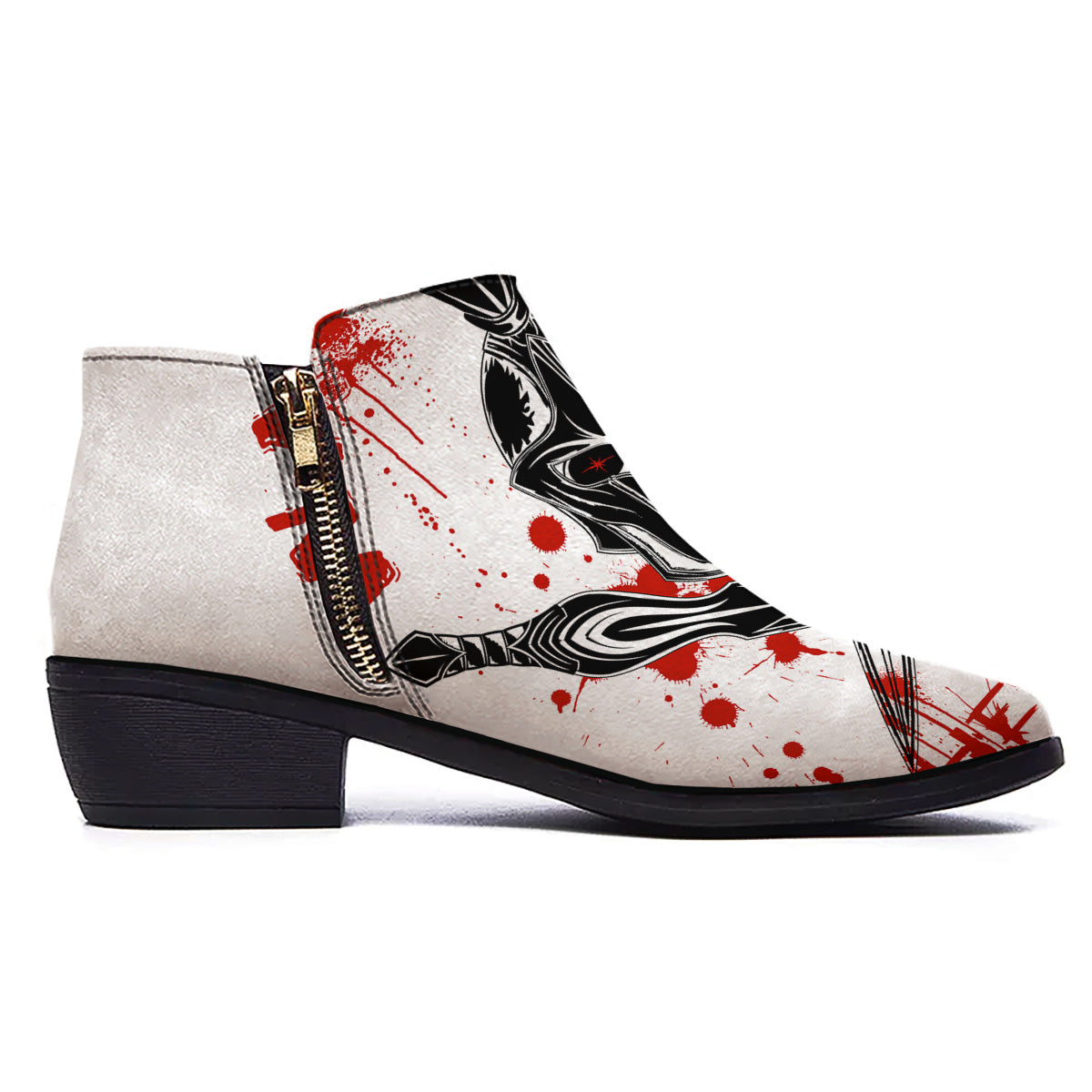 Warrior Bloody Spartan Print Ankle Boots-grizzshop