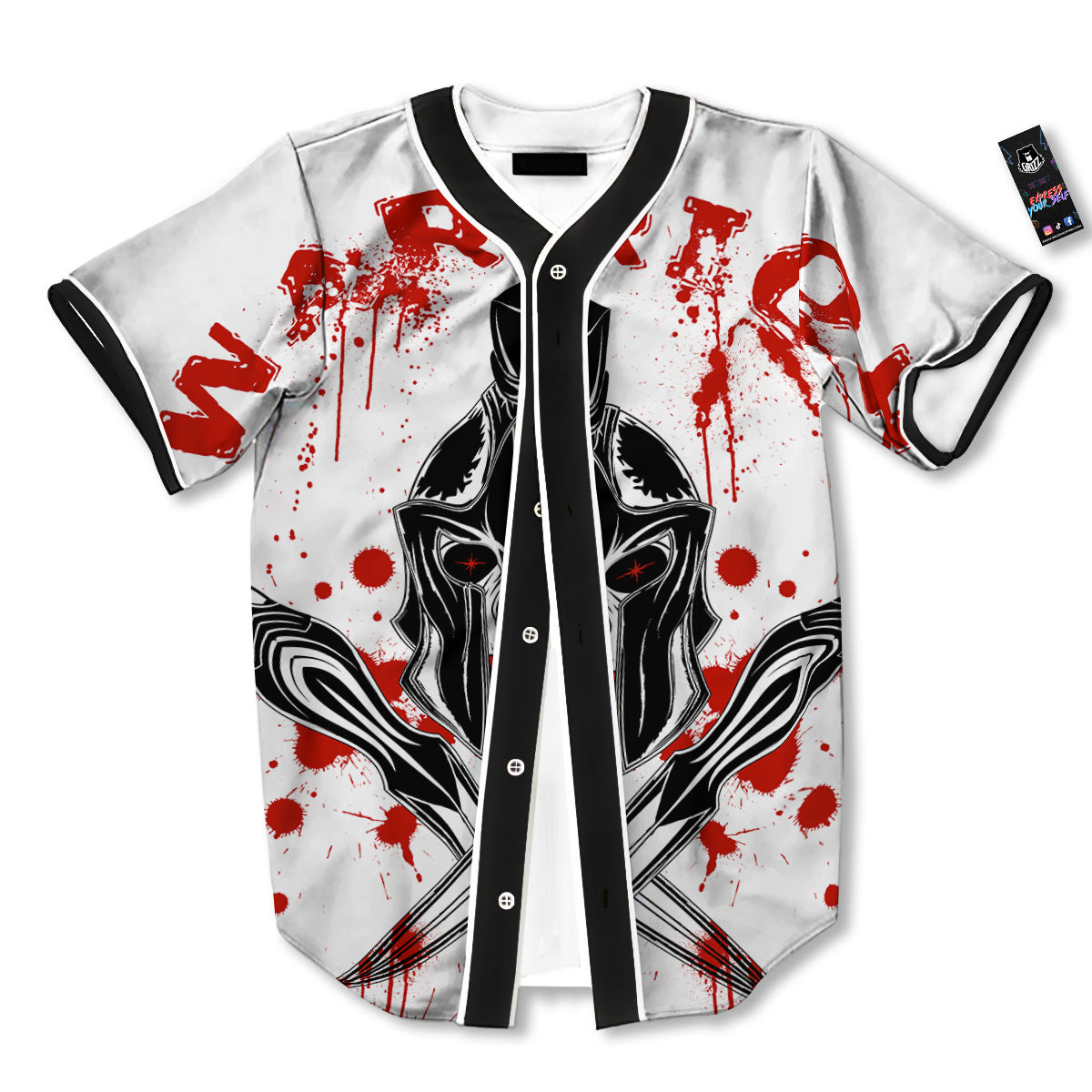 Warrior Bloody Spartan Print Baseball Jersey-grizzshop