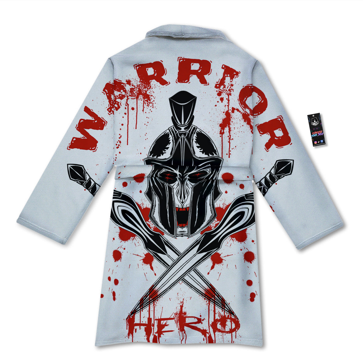 Warrior Bloody Spartan Print Bathrobe-grizzshop