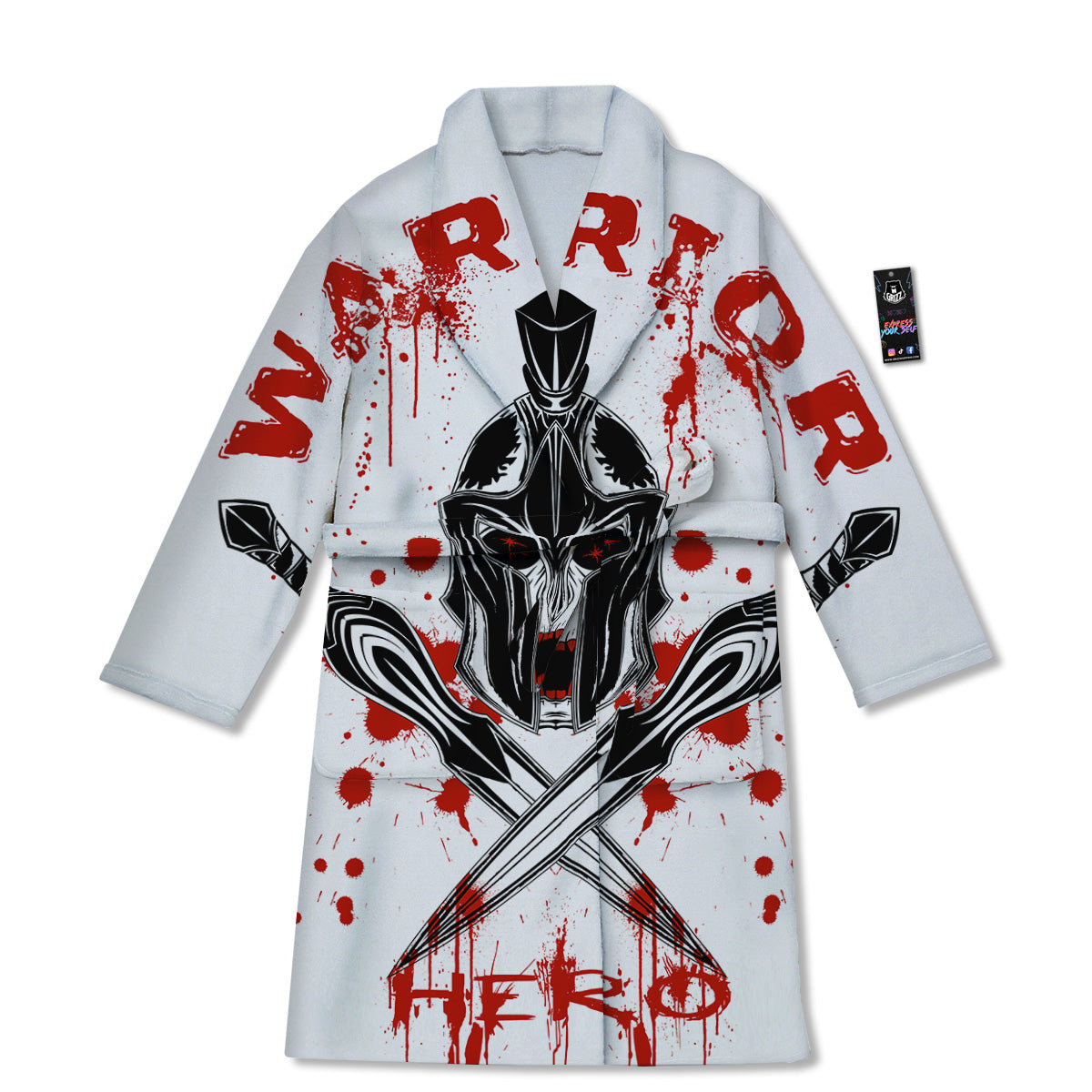 Warrior Bloody Spartan Print Bathrobe-grizzshop