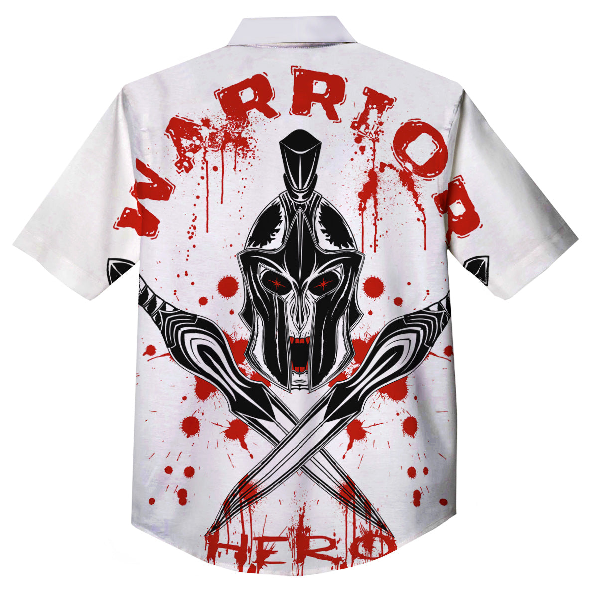 Warrior Bloody Spartan Print Button Up Shirt-grizzshop