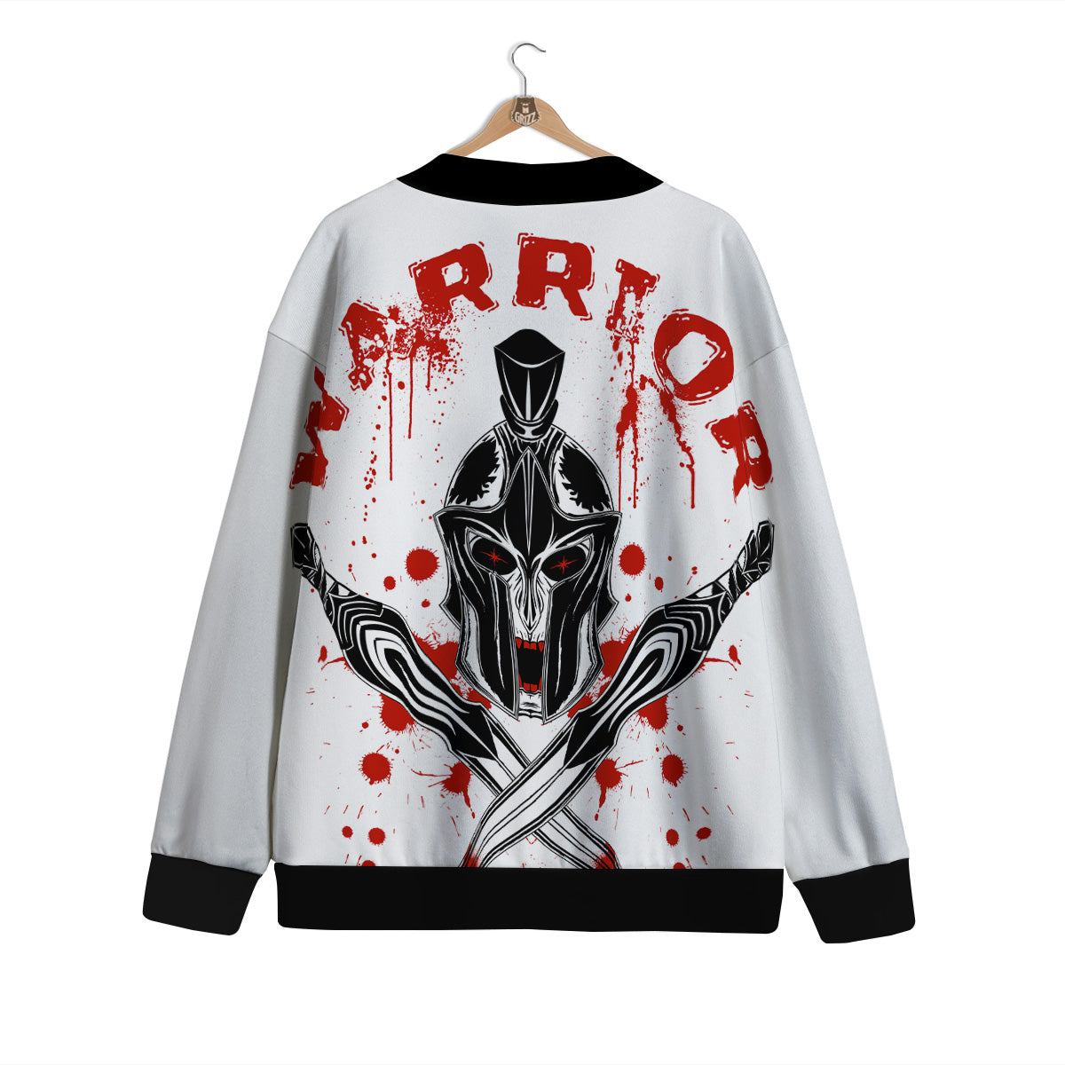 Warrior Bloody Spartan Print Cardigan-grizzshop
