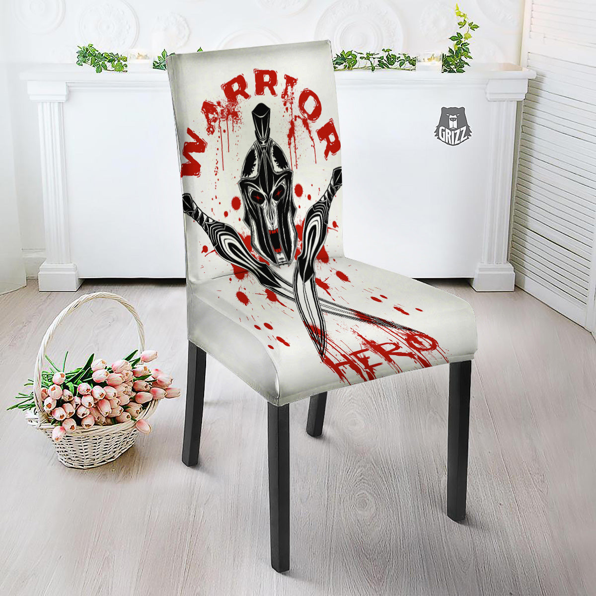 Warrior Bloody Spartan Print Dining Chair Slipcover-grizzshop