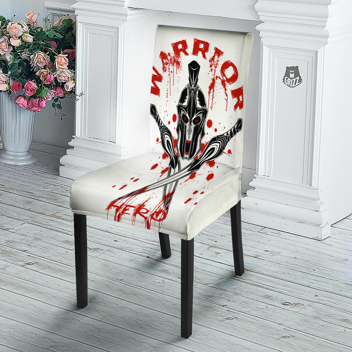 Warrior Bloody Spartan Print Dining Chair Slipcover-grizzshop