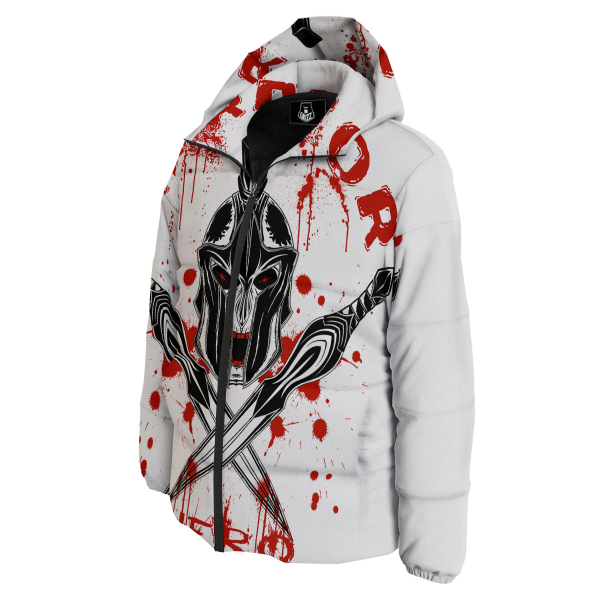 Warrior Bloody Spartan Print Down Jacket-grizzshop