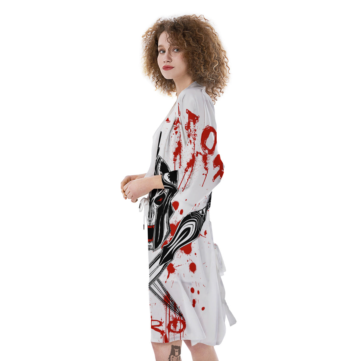 Warrior Bloody Spartan Print Kimono-grizzshop