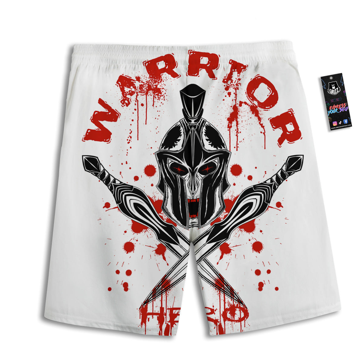 Warrior Bloody Spartan Print Men's Athletic Shorts