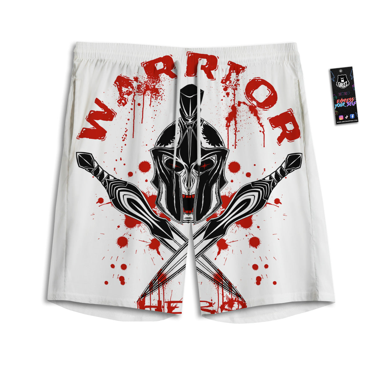 Warrior Bloody Spartan Print Men's Athletic Shorts
