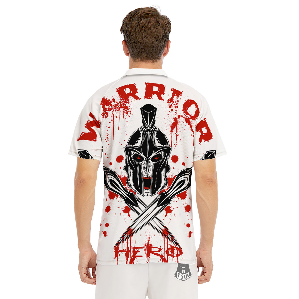 Warrior Bloody Spartan Print Men's Golf Shirts-grizzshop